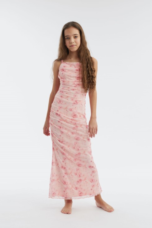 Fiorella meiteņu kleita, rozā svētku kleita, eleganta bērnu kleita, meiteņu mode, bērnu pasākumu kleitas, kāzu kleitas meitenēm, Latvija, bērnu svētku apģērbi, midi garuma kleitas, kvalitatīvi bērnu apģērbi