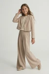 elegants meiteņu komplekts Emi smilšu, augšdaļa ar tilla piedurknēm un svārks, Iesvētīšanas apģērbs, ZOYA Fashion