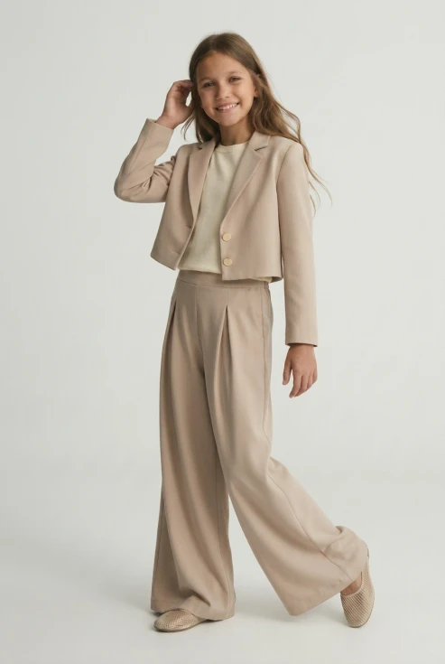 elegants meiteņu komplekts Emi smilšu, augšdaļa ar tilla piedurknēm un svārks, Iesvētīšanas apģērbs, ZOYA Fashion