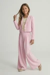 Emi rozā komplekts no sāniem, pusaudžu elegants svētku apģērbs kāzām