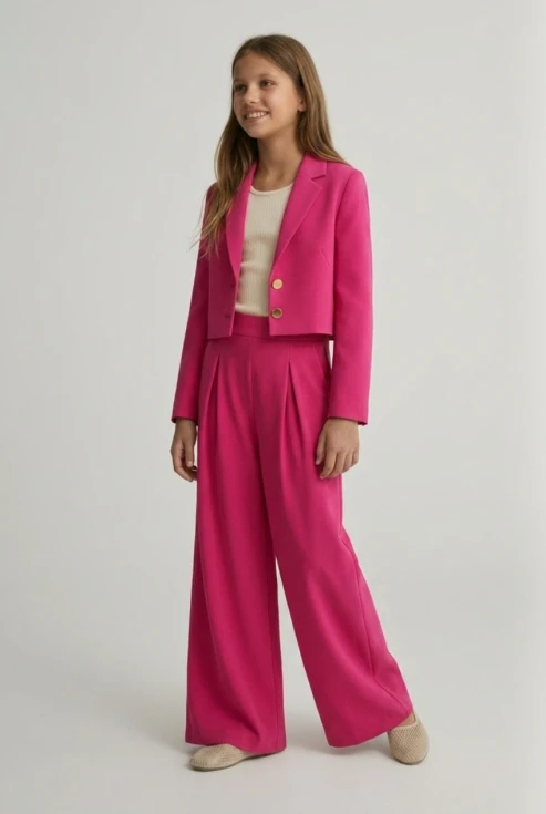 elegants meiteņu komplekts Emi fuksija, augšdaļa ar tilla piedurknēm un svārks, Iesvētīšanas apģērbs, ZOYA Fashion
