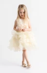 zelta kleita meitenei, svētku tilla kleita Elodie, kleita kāzām, puķu meitenes kleita, ZOYA Fashion