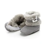 pelēkas mazuļu kurpītes ar kroni, meitenes svētku kurpītes, kristību kurpītes, kurpītes jaundzimušajam, ZOYA Fashion