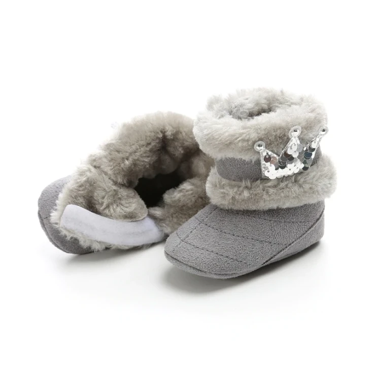 pelēkas mazuļu kurpītes ar kroni, meitenes svētku kurpītes, kristību kurpītes, kurpītes jaundzimušajam, ZOYA Fashion